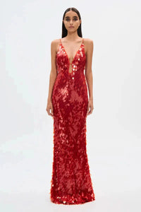 Misha Maxi Dress Rust Red