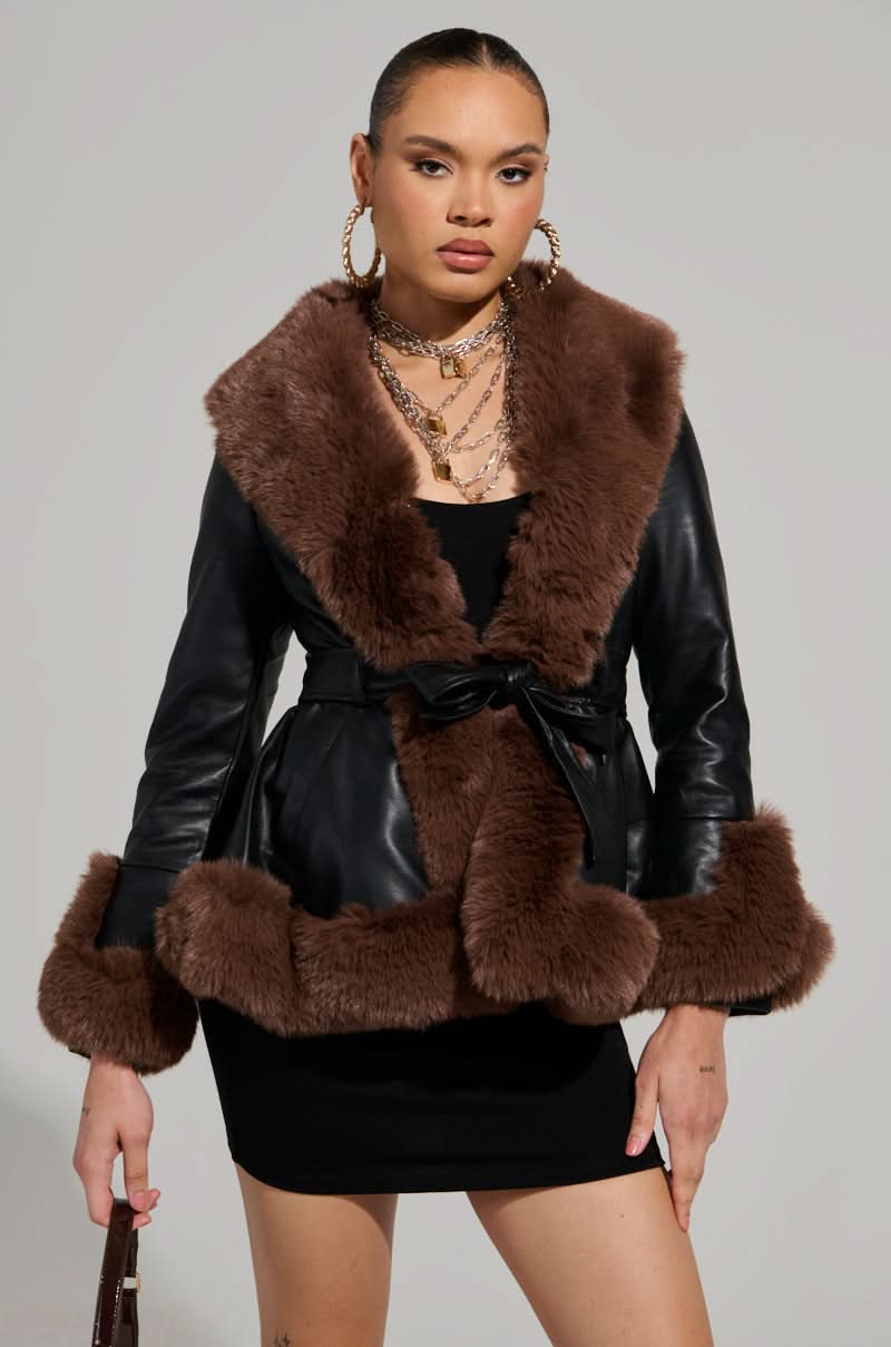 Nancy Faux Fur Coat brown