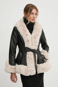 Nancy Faux Fur Coat black-white