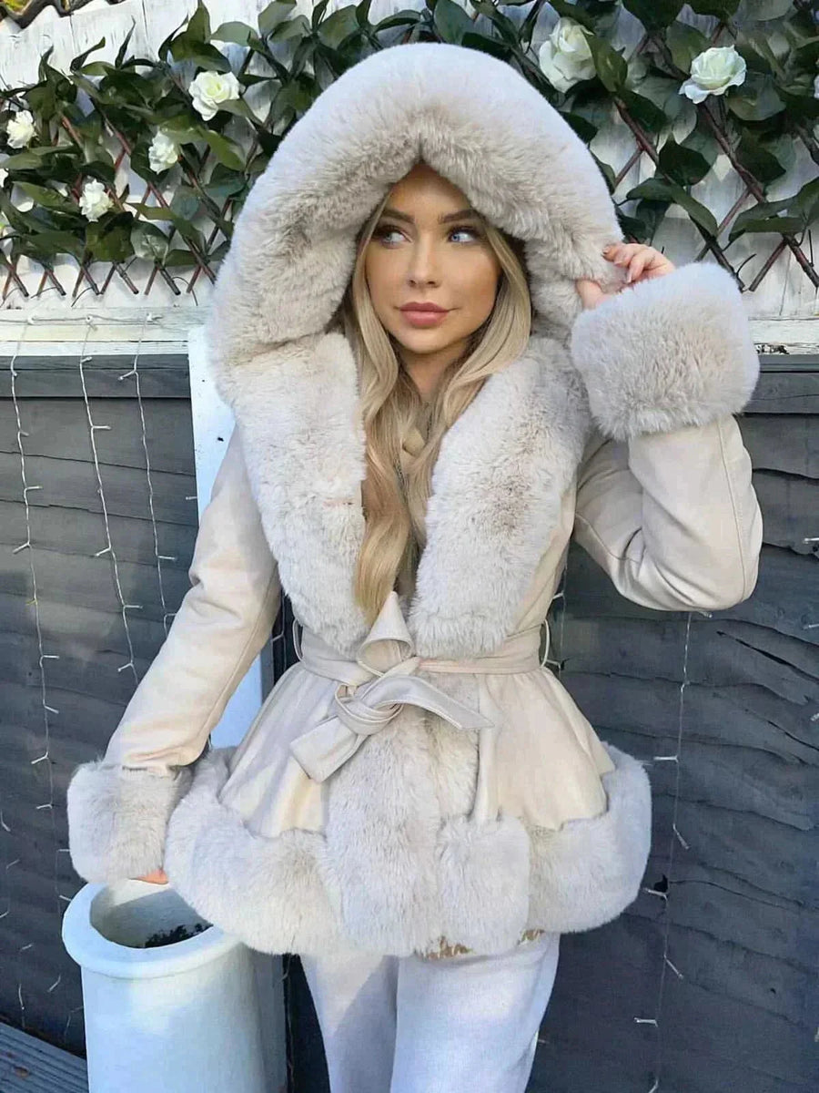 Nancy Faux Fur Coat beige