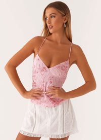 Nora Sequin Top Pink