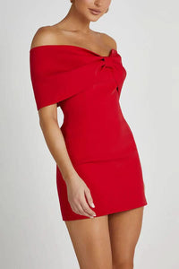 Rebecca Bow Mini Dress Red