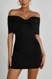 Rebecca Bow Mini Dress Black