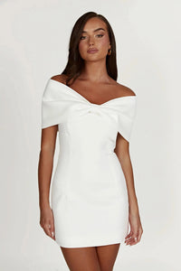 Rebecca Bow Mini Dress White