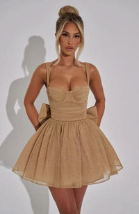 Ruby Bow Mini Dress Gold