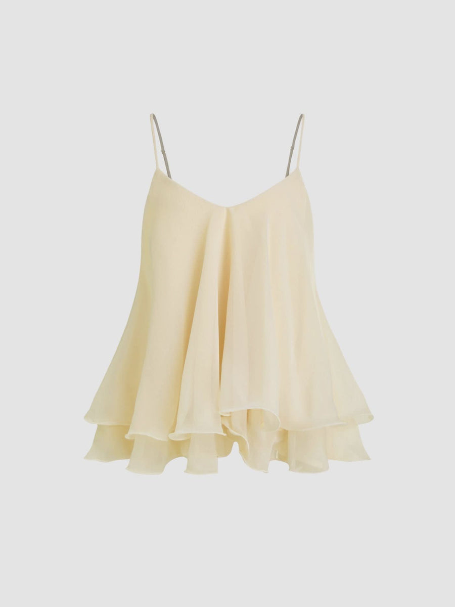 Ruffled Cami Top Beige