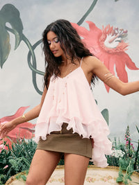 Ruffled Cami Top Pink