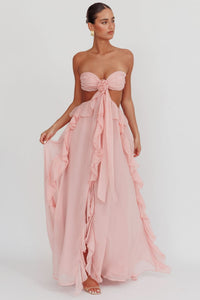 Sally Ruffle Maxi Dress Pink