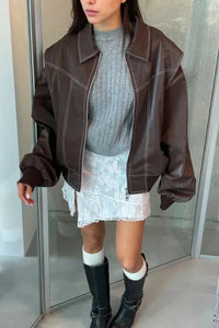 Sammyjane Red Leather Jacket Brown