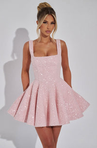 Sandy Bow Mini Dress Pink