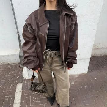 Savannah Brown Leather Jacket Brown