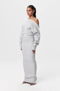 Serena Off-Shoulder Knit Dress Grey