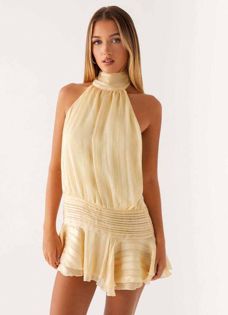 Sofia Chiffon Mini Dress Yellow