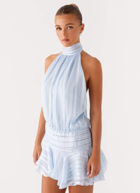 Sofia Chiffon Mini Dress Blue