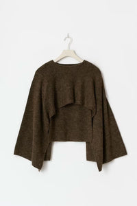 Stella Knitted Cape Top Brown