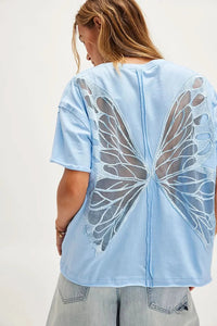 Tricia Butterfly Tee Light Blue