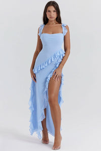 Victoria Ruffled Maxi Dress Blue
