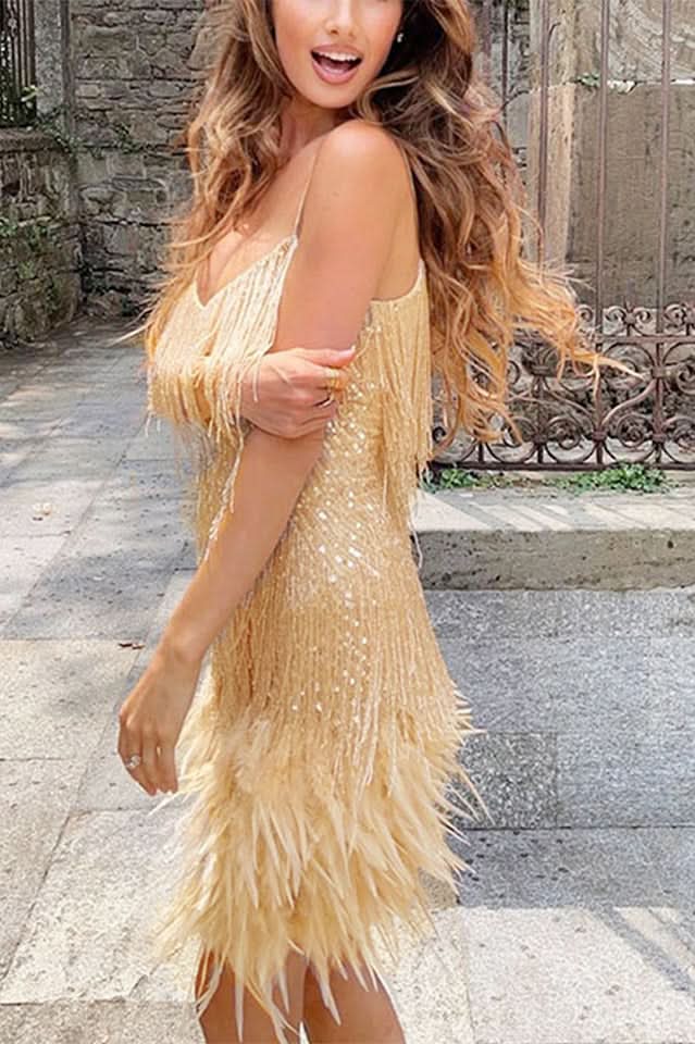 Yvonne Mini Dress Light Gold