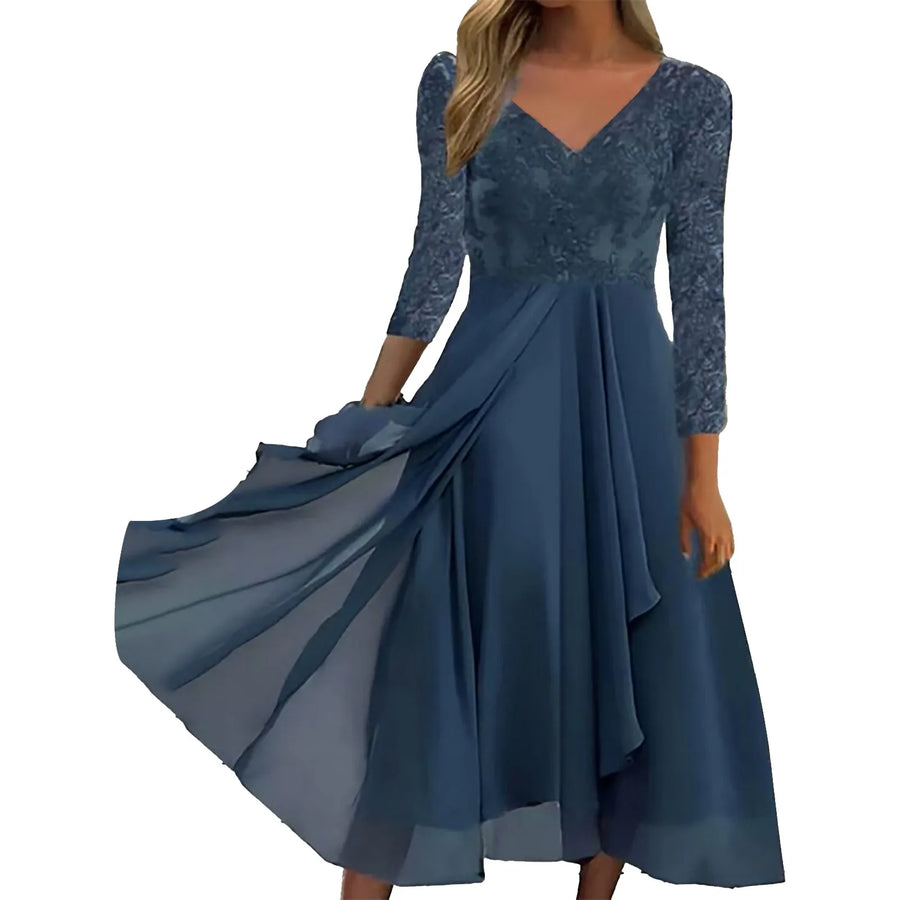 Lavinia | Women's V-Neck Lace Maxi Dress