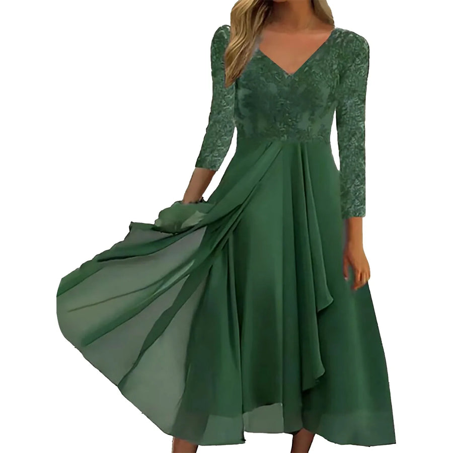 Lavinia | Women's V-Neck Lace Maxi Dress