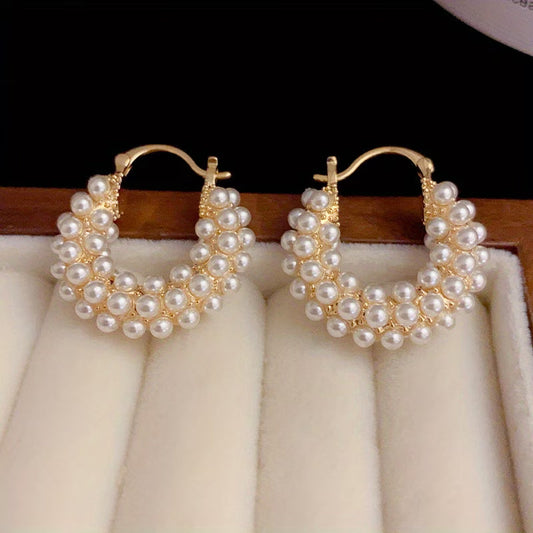 Lilou – Layered Pearl Hoop Earrings