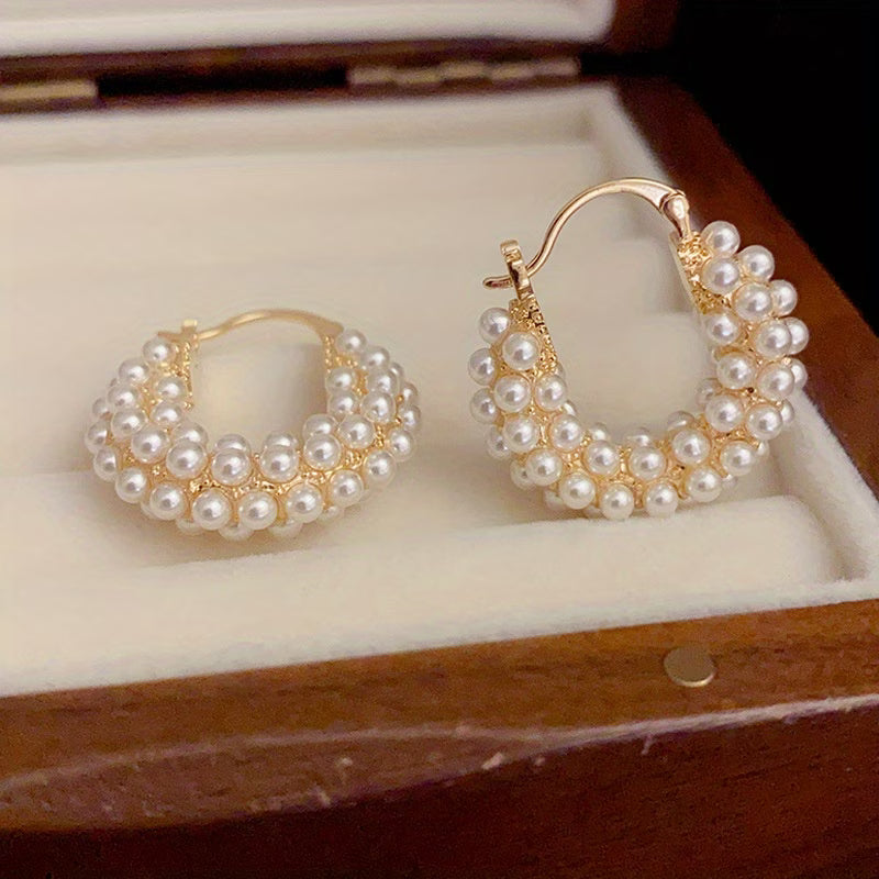 Lilou – Layered Pearl Hoop Earrings