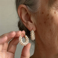 Lilou – Layered Pearl Hoop Earrings