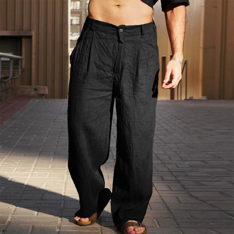 Leander | Men's Wide Leg Pleated Relaxed Fit Pants