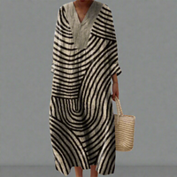 Leandra | Women's Striped V-Neck Maxi Dress
