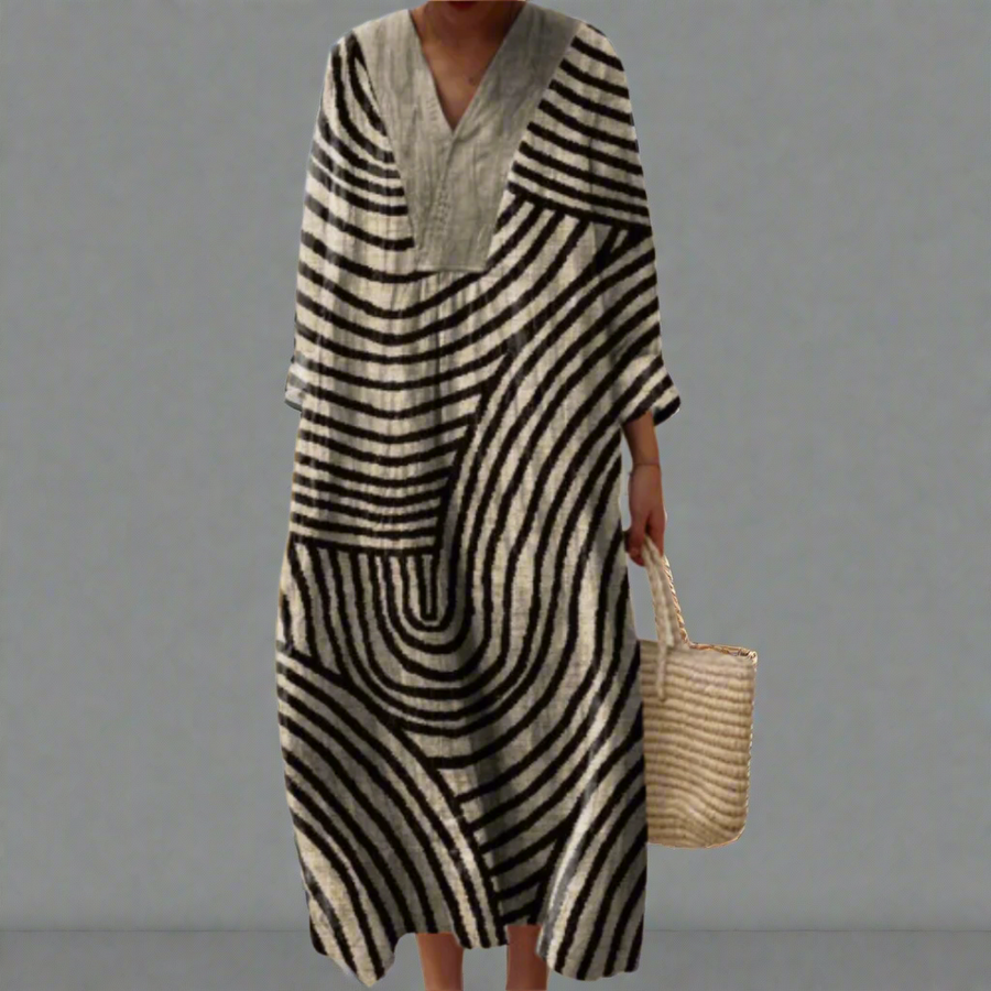 Leandra | Women's Striped V-Neck Maxi Dress