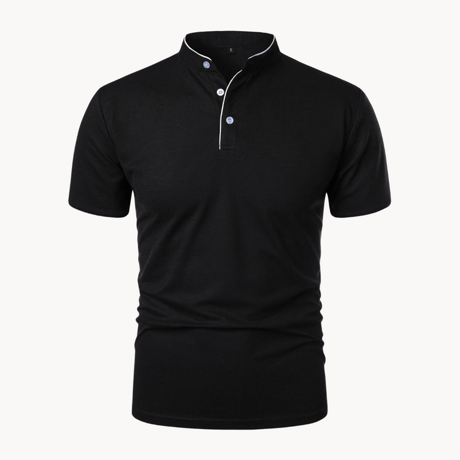 Leandro | Men's Mandarin Collar Short Sleeve Polo Shirt