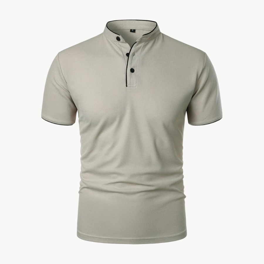 Leandro | Men's Mandarin Collar Short Sleeve Polo Shirt