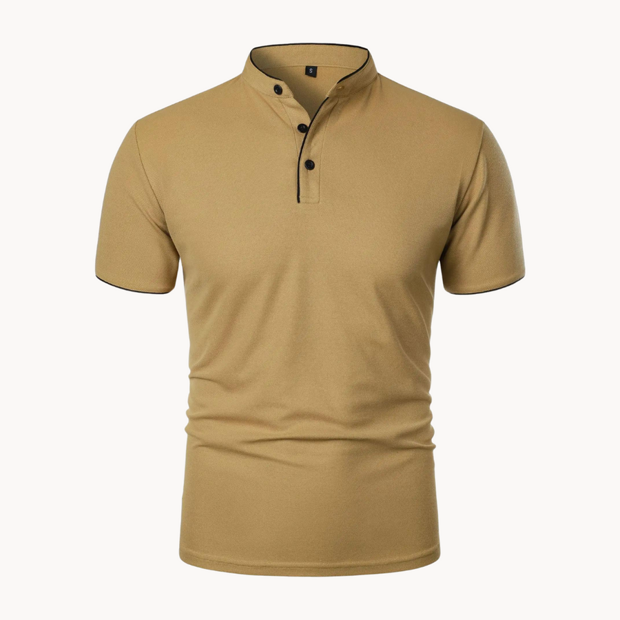 Leandro | Men's Mandarin Collar Short Sleeve Polo Shirt