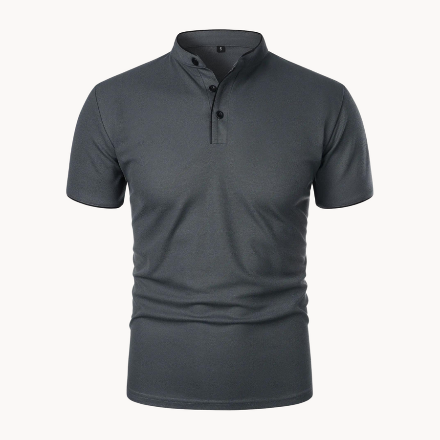 Leandro | Men's Mandarin Collar Short Sleeve Polo Shirt