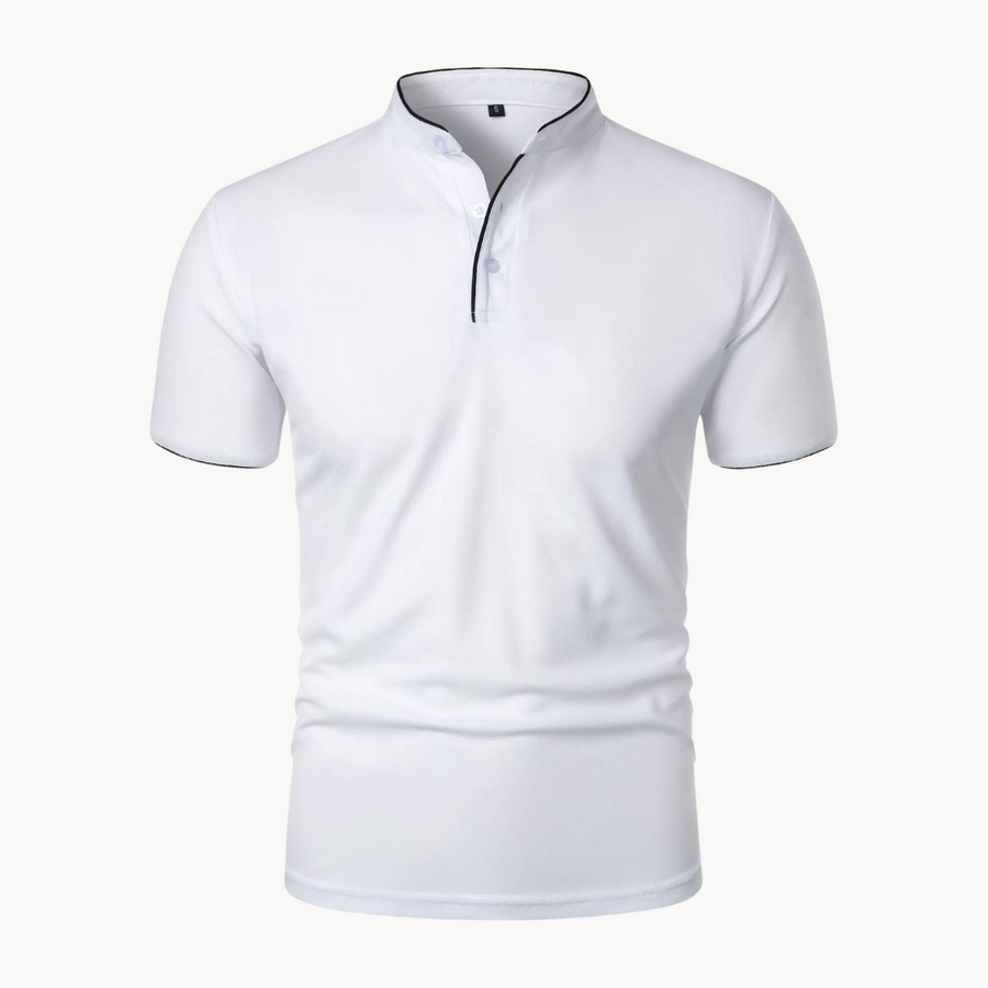 Leandro | Men's Mandarin Collar Short Sleeve Polo Shirt