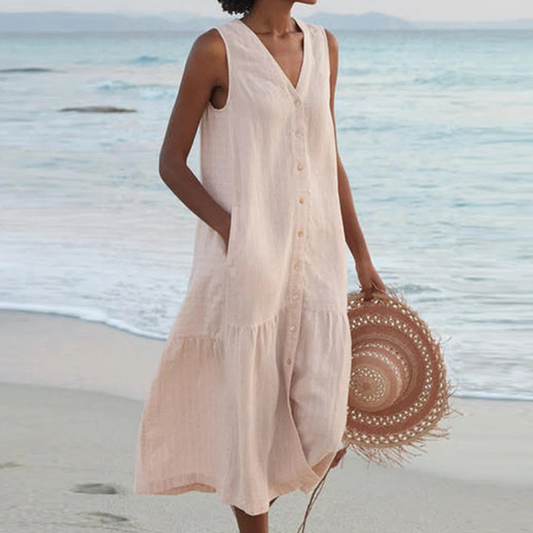 Lennox | Women's Sleeveless Button Down Midi Dress