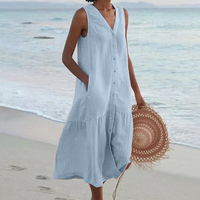Lennox | Women's Sleeveless Button Down Midi Dress