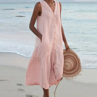 Lennox | Women's Sleeveless Button Down Midi Dress