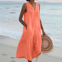 Lennox | Women's Sleeveless Button Down Midi Dress