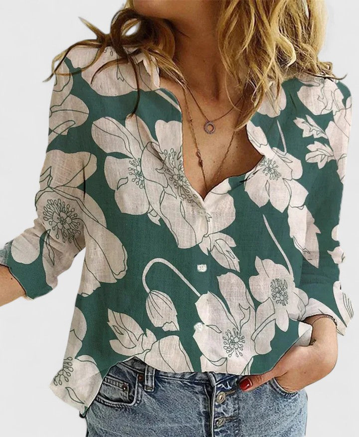 Lenora | Women's Floral Print Collared Blouse