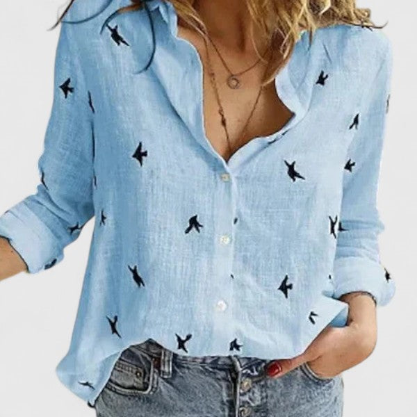 Lenora | Women's Floral Print Collared Blouse