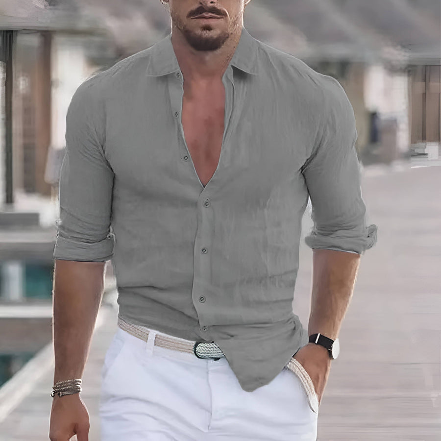 Leocadio | Men's Collared Long Sleeve Button-Up Casual Shirt
