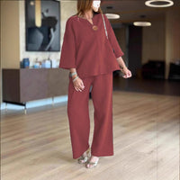 Leonora | Women's Tunic Two Piece Wide Leg Palazzo Pants Set