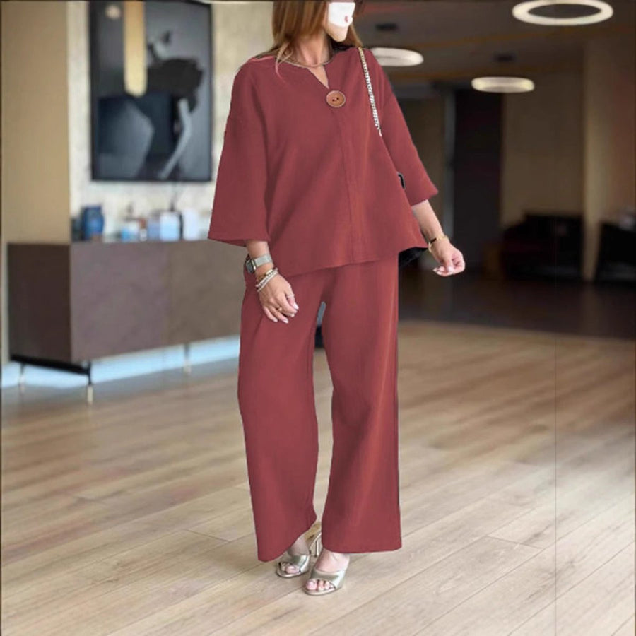 Leonora | Women's Tunic Two Piece Wide Leg Palazzo Pants Set