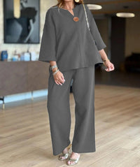 Leonora | Women's Tunic Two Piece Wide Leg Palazzo Pants Set