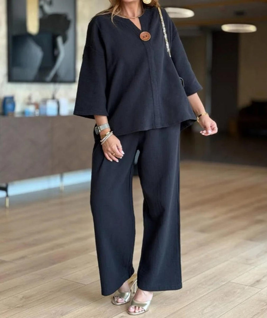 Leonora | Women's Tunic Two Piece Wide Leg Palazzo Pants Set