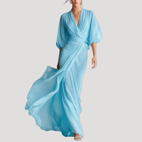 Leonora | Women's Wrap Balloon Sleeve Maxi Dress