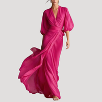 Leonora | Women's Wrap Balloon Sleeve Maxi Dress