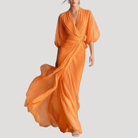 Leonora | Women's Wrap Balloon Sleeve Maxi Dress