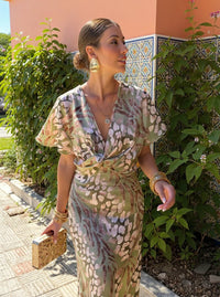 Clara - Copper Midi Dress with Twist Knot